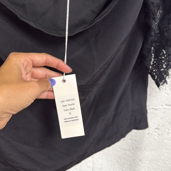 Black Lace Top - NWT - Size Small - Silk Top - CAMI NYC - Sophie Top - Picture 3 of 3